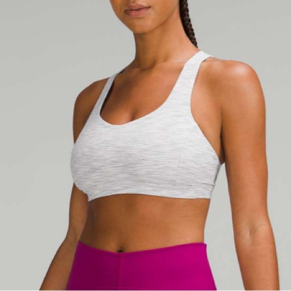 Like new - LULULEMON Free To Be Serene Sports Bra - Wee Stripe / Magenta Purple - Picture 4 of 7